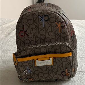 Calvin Klein Multicolor Logo Brown Backpack
